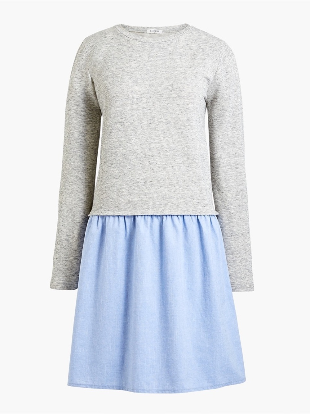 J. Crew Mixed-Media Grey Chambray Combo Dress Sz.S